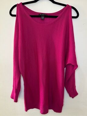 INC International Concepts Fuchsia Off-the-Shoulder Sweater w/ angora wool blend